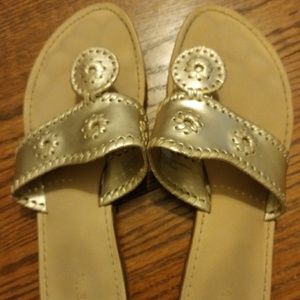 Silver medallion thong sandals
